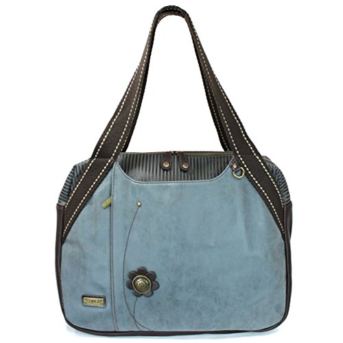 CHALA Handbag Bowling Zip Tote- Indigo (Teal Paw)