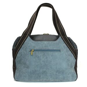 CHALA Handbag Bowling Zip Tote- Indigo (Teal Paw)