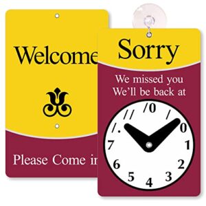 smartsign “sorry we missed you, will be back/welcome be back” two sided be back clock sign | 7.75″ x 4.75″ plastic