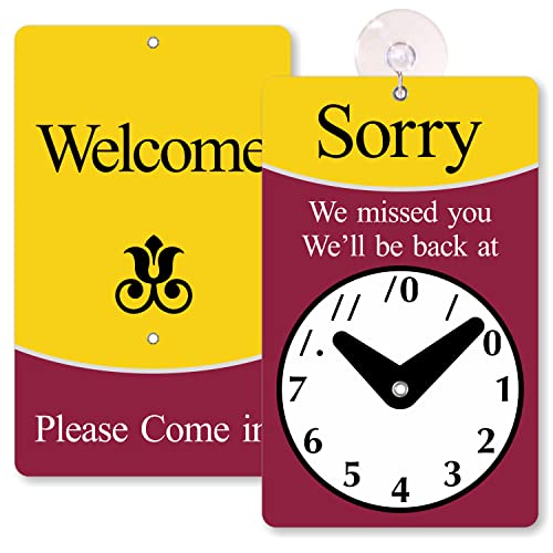 SmartSign "Sorry We Missed You, Will Be Back/Welcome Be Back" Two Sided Be Back Clock Sign | 7.75" x 4.75" Plastic