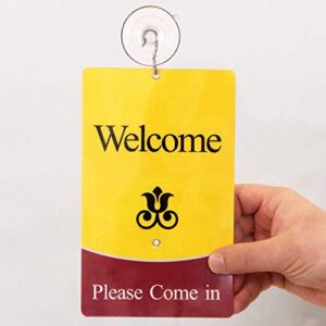 SmartSign "Sorry We Missed You, Will Be Back/Welcome Be Back" Two Sided Be Back Clock Sign | 7.75" x 4.75" Plastic