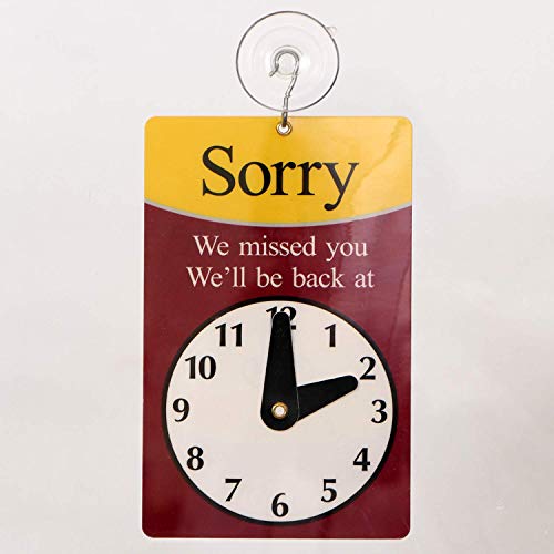 SmartSign "Sorry We Missed You, Will Be Back/Welcome Be Back" Two Sided Be Back Clock Sign | 7.75" x 4.75" Plastic