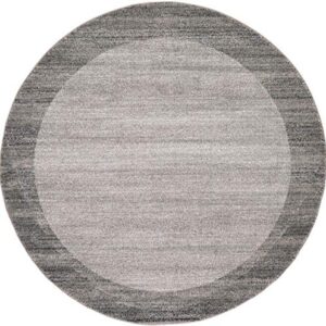 Unique Loom Del Mar Collection Area Rug-Transitional Inspired with Modern Contemporary Design, 6' 0 x 6' 0 Round, Light Gray/Beige