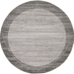 Unique Loom Del Mar Collection Area Rug-Transitional Inspired with Modern Contemporary Design, 6' 0 x 6' 0 Round, Light Gray/Beige