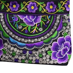 Canvas Floral Hobo Tote Bags for Women Stylish Casual Shoulder Handbag Ethnic Embroidery Purse