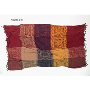 UNIGARDEN Chenille Jacquard Tassels Throw Blanket ，Soft Cozy Reversible Colorfu， Bohemian Throw Blankets Covers for Bed Couch Soft Chair （Tribal Pattern/B, Medium 60 inches x 75 inches）