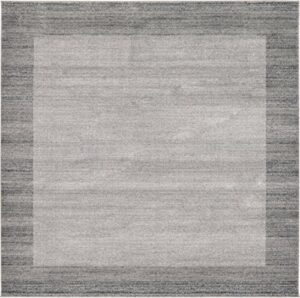 unique loom del mar collection area rug-transitional inspired with modern contemporary design, 8′ 0 x 8′ 0 square, light gray/beige