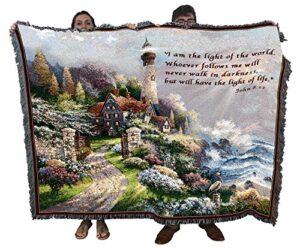 pure country weavers coastal splendor blanket by james lee – i am the light of the world – scriptures – john 8:12 – religious gift tapestry throw woven from cotton – made in the usa (72×54)
