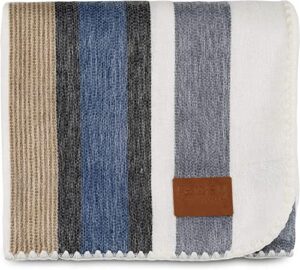 qisu alpaca wool blanket throw | large, beautiful, warm, stripe | 85 x 65 inches | ultra-soft, hypoallergenic and breathable | non-itchy or scratchy fabric (brown blue grey white)