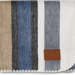 QISU Alpaca Wool Blanket Throw | Large, Beautiful, Warm, Stripe | 85 x 65 inches | Ultra-Soft, Hypoallergenic and Breathable | Non-Itchy or Scratchy Fabric (Brown Blue Grey White)