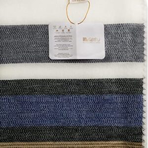 QISU Alpaca Wool Blanket Throw | Large, Beautiful, Warm, Stripe | 85 x 65 inches | Ultra-Soft, Hypoallergenic and Breathable | Non-Itchy or Scratchy Fabric (Brown Blue Grey White)