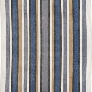 QISU Alpaca Wool Blanket Throw | Large, Beautiful, Warm, Stripe | 85 x 65 inches | Ultra-Soft, Hypoallergenic and Breathable | Non-Itchy or Scratchy Fabric (Brown Blue Grey White)