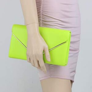 Girly HandBags Metallic Frame Clutch Bag (Neon Green)