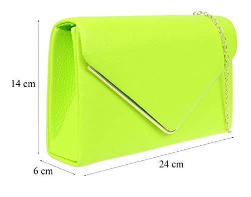 Girly HandBags Metallic Frame Clutch Bag (Neon Green)