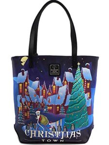 loungefly x the nightmare before christmas halloween/christmas town tote bag