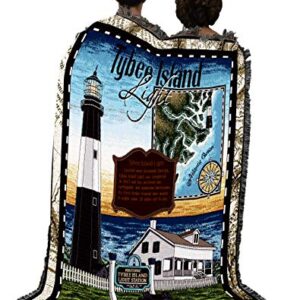 Pure Country Weavers Tybee Island Lighthouse Blanket - Georgia Coastal Ocean Gift Tapestry Throw Woven from Cotton - Made in The USA (72x54)