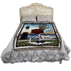 Pure Country Weavers Tybee Island Lighthouse Blanket - Georgia Coastal Ocean Gift Tapestry Throw Woven from Cotton - Made in The USA (72x54)