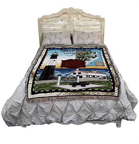 Pure Country Weavers Tybee Island Lighthouse Blanket - Georgia Coastal Ocean Gift Tapestry Throw Woven from Cotton - Made in The USA (72x54)