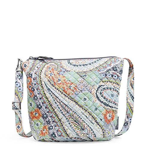 Vera Bradley Women's Cotton Bucket Crossbody Purse, Citrus Paisley - Recycled Cotton, One Size