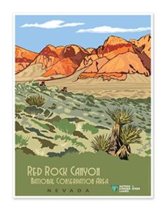 red rock canyon national conservation area nevada – us national conservation land art print poster – measures 18″ x 24″ (458mm x 610mm wide)