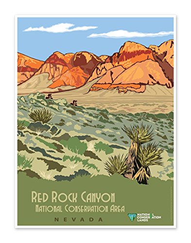 Red Rock Canyon National Conservation Area Nevada - US National Conservation Land Art Print Poster - Measures 18" x 24" (458mm x 610mm Wide)