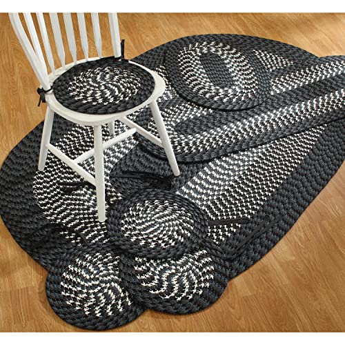 Better Trends Alpine Braid Collection Offers Value is Durable & Stain Resistant Reversible Indoor Area Utility Rug 100% Polypropylene in Vibrant Colors, 7 Piece Set, Black/Gray Stripe