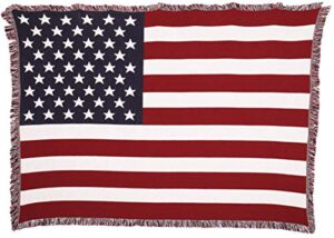 united states american flag blanket – gift soft tapestry throw woven from cotton – made in the usa (69×48)