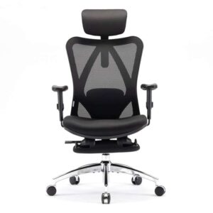 xuer ergonomic office chair – home office desk chair with footrest, breathable mesh design high back computer chair, adjustable headrest and lumbar support (black)