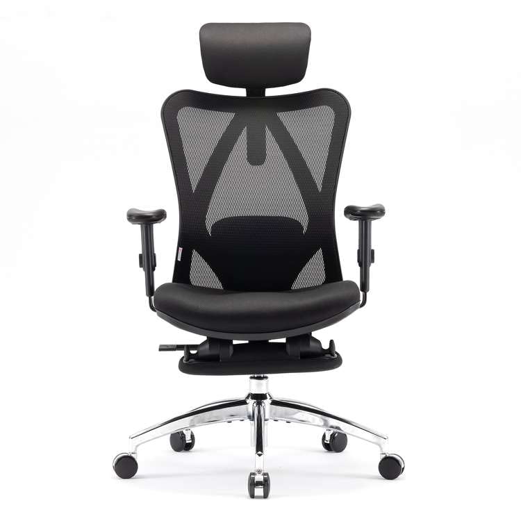 XUER Ergonomic Office Chair - Home Office Desk Chair with Footrest, Breathable Mesh Design High Back Computer Chair, Adjustable Headrest and Lumbar Support (Black)