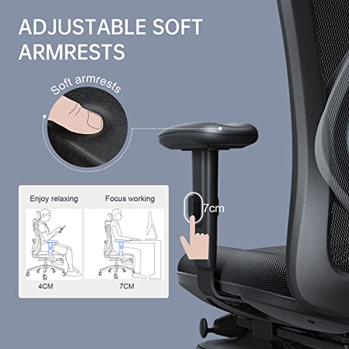 XUER Ergonomic Office Chair - Home Office Desk Chair with Footrest, Breathable Mesh Design High Back Computer Chair, Adjustable Headrest and Lumbar Support (Black)