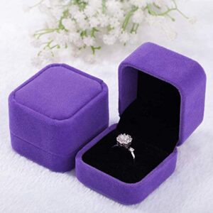 2 pack velvet ring boxes, earring pendant jewelry case, ring earrings gift boxes, jewellry display (purple)