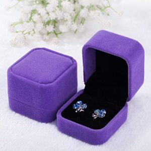 2 Pack Velvet Ring Boxes, Earring Pendant Jewelry Case, Ring Earrings Gift Boxes, Jewellry Display (Purple)