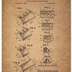 Lego Patent Art Prints - Set of 4 Photos - Toy Game Room Wall Decor