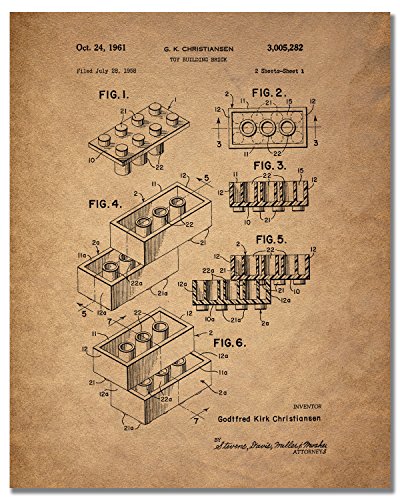 Lego Patent Art Prints - Set of 4 Photos - Toy Game Room Wall Decor