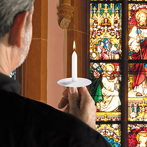 Church Vigil Devotional Unscented 1/2 x 4 1/4 Inch White Candle with Drip Protector - 50 per Box