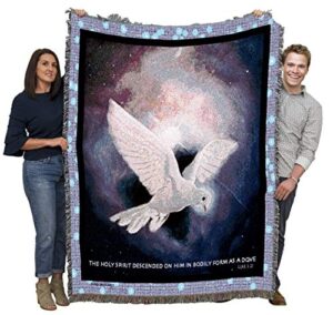 pure country weavers the holy spirit descended on him blanket by stephen sawyer – scriptures – luke 3:22 – religious gift tapestry throw woven from cotton – made in the usa (72×54)