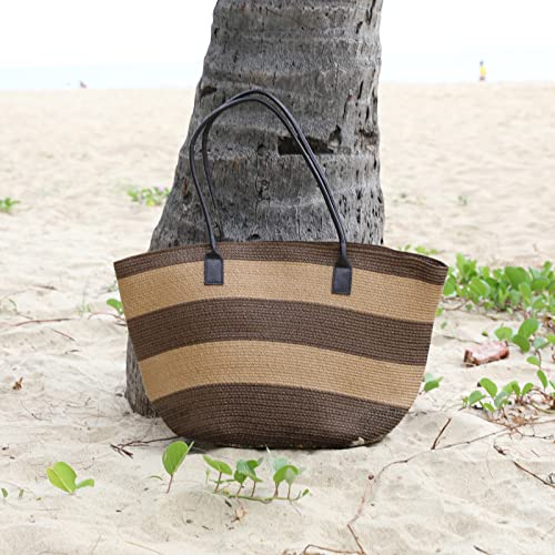 We We Large Canvas Straw Beach bag Pool Bag Waterproof Beach Tote Bags for Women Travel Shoulder Handbag