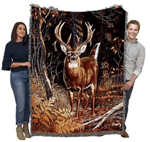 pure country weavers bad attitude deer blanket by terry doughty – wildlife lodge cabin gift tapestry throw woven from cotton – made in the usa (72×54)