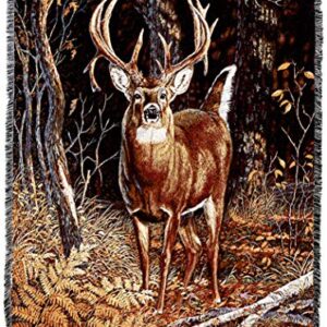 Pure Country Weavers Bad Attitude Deer Blanket by Terry Doughty - Wildlife Lodge Cabin Gift Tapestry Throw Woven from Cotton - Made in The USA (72x54)