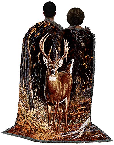 Pure Country Weavers Bad Attitude Deer Blanket by Terry Doughty - Wildlife Lodge Cabin Gift Tapestry Throw Woven from Cotton - Made in The USA (72x54)