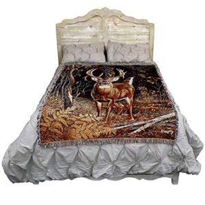 Pure Country Weavers Bad Attitude Deer Blanket by Terry Doughty - Wildlife Lodge Cabin Gift Tapestry Throw Woven from Cotton - Made in The USA (72x54)