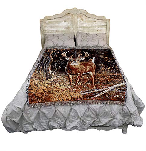 Pure Country Weavers Bad Attitude Deer Blanket by Terry Doughty - Wildlife Lodge Cabin Gift Tapestry Throw Woven from Cotton - Made in The USA (72x54)