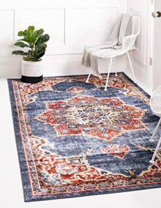 unique loom utopia collection traditional classic vintage inspired area rug with warm hues, 9 ft x 12 ft, navy blue/burgundy