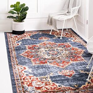 Unique Loom Utopia Collection Traditional Classic Vintage Inspired Area Rug with Warm Hues, 9 ft x 12 ft, Navy Blue/Burgundy