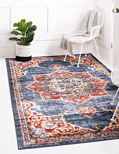 Unique Loom Utopia Collection Traditional Classic Vintage Inspired Area Rug with Warm Hues, 9 ft x 12 ft, Navy Blue/Burgundy