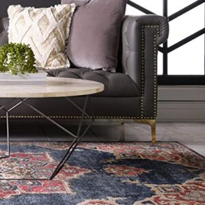 Unique Loom Utopia Collection Traditional Classic Vintage Inspired Area Rug with Warm Hues, 9 ft x 12 ft, Navy Blue/Burgundy