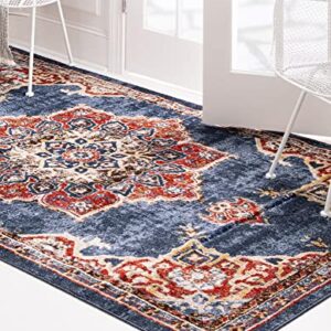 Unique Loom Utopia Collection Traditional Classic Vintage Inspired Area Rug with Warm Hues, 9 ft x 12 ft, Navy Blue/Burgundy