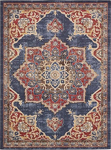 Unique Loom Utopia Collection Traditional Classic Vintage Inspired Area Rug with Warm Hues, 9 ft x 12 ft, Navy Blue/Burgundy
