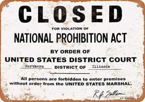 weytff 8 x 12 metal sign – closed violation prohibition pub home decor metal tin sign