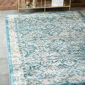 Unique Loom Oslo Collection Traditional Botanical Teal Area Rug (5' x 8')